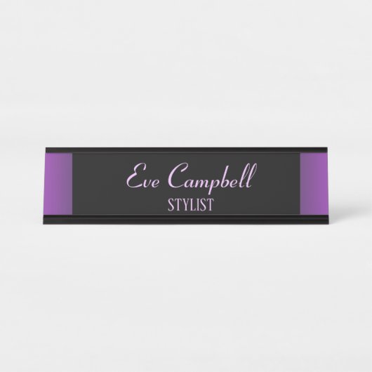 ミニマリストの紫と黒 デスクネームプレート (正面)