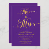 ミニマリストの紫色のブライダルシャワーの招待 招待状 (正面/裏面)