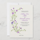 ミニマリストの紫色のワイルドフラワー結婚オールインワン 招待状 (正面)