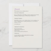 ミニマリストの紫色のワイルドフラワー結婚オールインワン 招待状 (裏面)