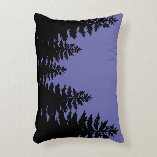 ミニマリストの紫色の黒い松のシルエット アクセントクッション (正面(垂直))