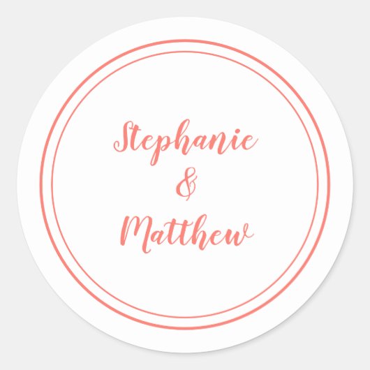 ミニマリストの結婚コーラルホワイト花婿のお願い ラウンドシール (正面)
