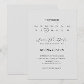 ミニマリストの結婚式お知らせカレンダー セーブザデート (正面/裏面)