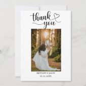 ミニマリストの結婚式のお礼カード | ハート & 写真 サンキューカード (正面)