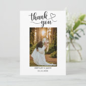 ミニマリストの結婚式のお礼カード | ハート & 写真 サンキューカード (スタンド正面)