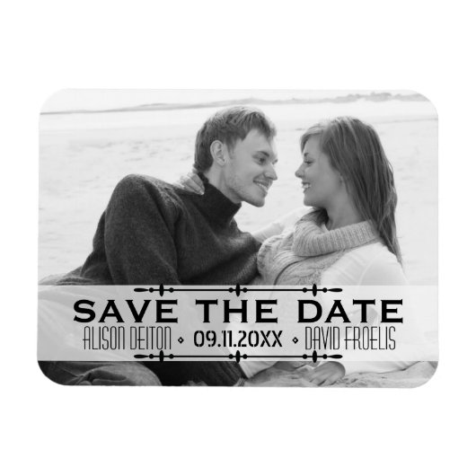ミニマリストの結婚式の節約日付 シンプルな結婚式の写真 マグネット (横)