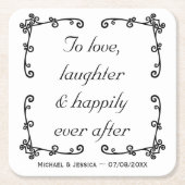 ミニマリストの結婚式を終えて幸せに引用文する スクエアペーパーコースター (正面)