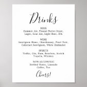 ミニマリストの結婚式ドリンクメニュー看板 ポスター (正面)
