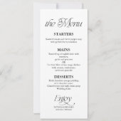 ミニマリストの結婚式メニューと御礼プレイスカード 招待状 (裏面)