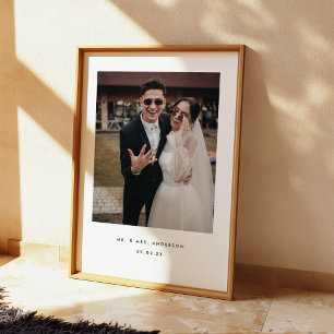 ミニマリストの結婚式写真 Mr. & Mrs. カスタム ポスター