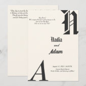 ミニマリストの結婚式招待状カード 招待状 (正面/裏面)