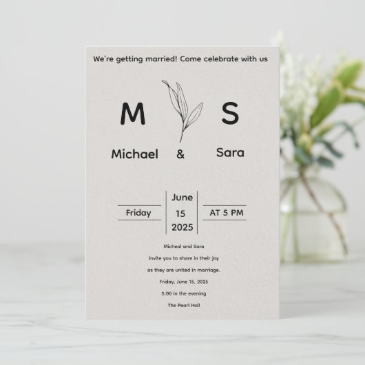 ミニマリストの結婚式招待状テンプレート 招待状 (スタンド正面)
