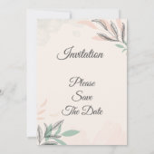 ミニマリストの結婚式招待状(ピンク、グリーン) 招待状 (裏面)