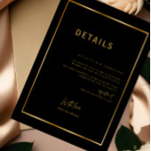 ミニマリストの結婚式招待状　ブラック　エレガントなウェディング 招待状