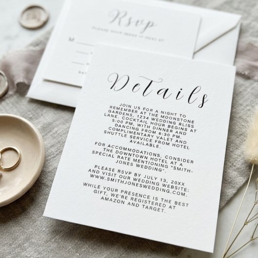 ミニマリストの結婚式 詳細カード