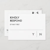 ミニマリストの結婚式RSVPカード 招待状 (正面/裏面)