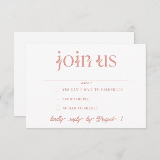 ミニマリストの結婚式RSVPカード 招待状 (正面/裏面)