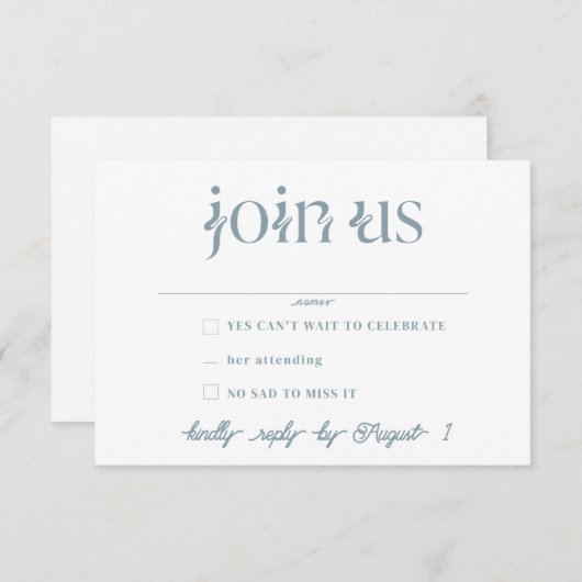 ミニマリストの結婚式RSVPカード 招待状 (正面/裏面)