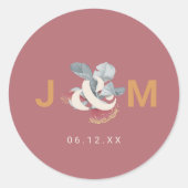 ミニマリストの結婚植物体のクラシック丸いステッカー ラウンドシール (正面)