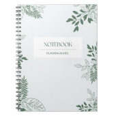 ミニマリストの緑と白離れのパーソナライズされた ノートブック (正面)