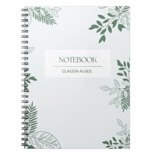 ミニマリストの緑と白離れのパーソナライズされた ノートブック (正面)