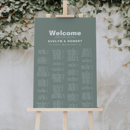 ミニマリストの緑のアルファベットの座席表 ポスター