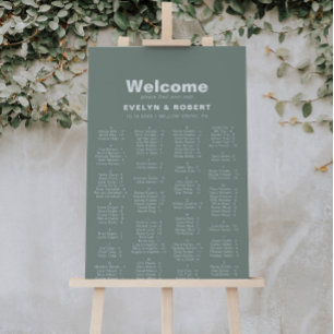 ミニマリストの緑のアルファベットの座席表 ポスター