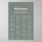 ミニマリストの緑のアルファベットの座席表 ポスター (正面)