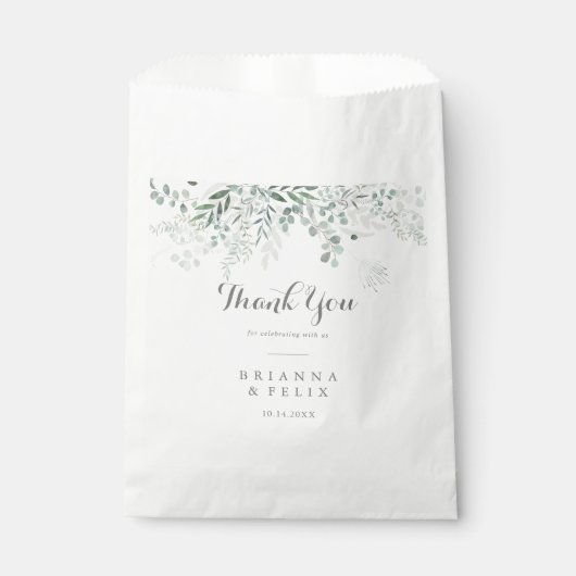 ミニマリストの緑のユーカリありがとう結婚。 フェイバーバッグ (正面)