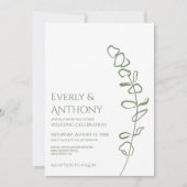 ミニマリストの緑のユーカリのウェディング招待状 招待状 (正面)