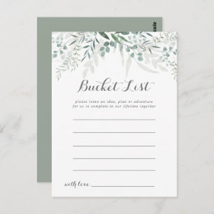 ミニマリストの緑のユーカリのバケットリストカード ポストカード