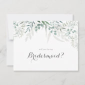 ミニマリストの緑のユーカリのブライデスメイド提案 ノートカード (正面)