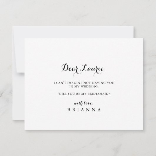 ミニマリストの緑のユーカリのブライデスメイド提案 ノートカード (裏面)