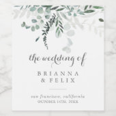 ミニマリストの緑のユーカリ結婚のワインラベル ワインラベル (シングルラベル)