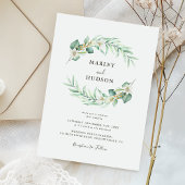 ミニマリストの緑のユーカリ葉結婚スの 招待状