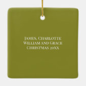 ミニマリストの緑の平和と喜びクリスマスフォト セラミックオーナメント (裏面)