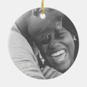 ミニマリストの緑の平和と喜びクリスマスフォト セラミックオーナメント (裏面)