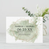 ミニマリストの緑の水彩日付カードを保存 セーブザデート (スタンド正面)