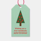 ミニマリストの緑「木々が楽しい」クリスマス ギフトタグ (正面)