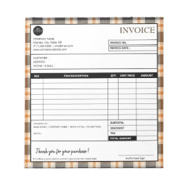 ミニマリストの縁どPlaid Business Invoiceテンプレート ノートパッド