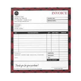 ミニマリストの縁どPlaid Business Invoiceテンプレート ノートパッド