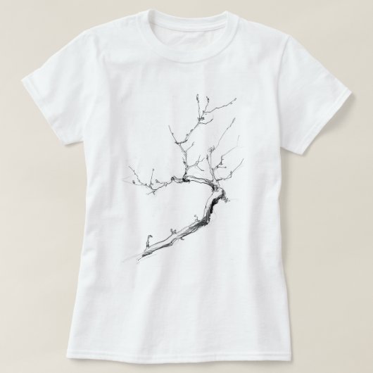 ミニマリストの繊細な木の枝 Tシャツ (デザイン正面)