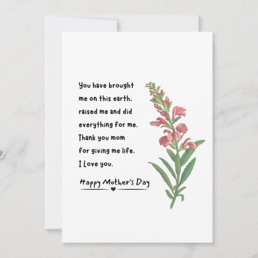 ミニマリストの花の絵の感謝カード 母の日 シーズンカード (正面)
