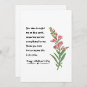 ミニマリストの花の絵の感謝カード 母の日 シーズンカード (正面/裏面)