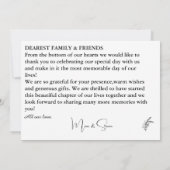 ミニマリストの花の黒と白の感謝カード サンキューカード (裏面)