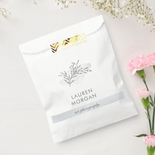 ミニマリストの葉のシルバー偽の箔のモノグラム フェイバーバッグ (封をした状態)