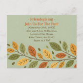ミニマリストの葉のフレンドギブィングディナー招待状 シーズンポストカード (正面)