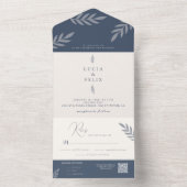 ミニマリストの葉の繊細なウェディング オールインワン招待状 (内側)