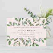 ミニマリストの葉の赤面ピンク | ウェディング 招待状 (スタンド正面)