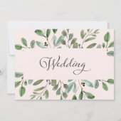 ミニマリストの葉の赤面ピンク | ウェディング 招待状 (裏面)
